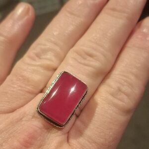 Pink Agate And Sterling Ring